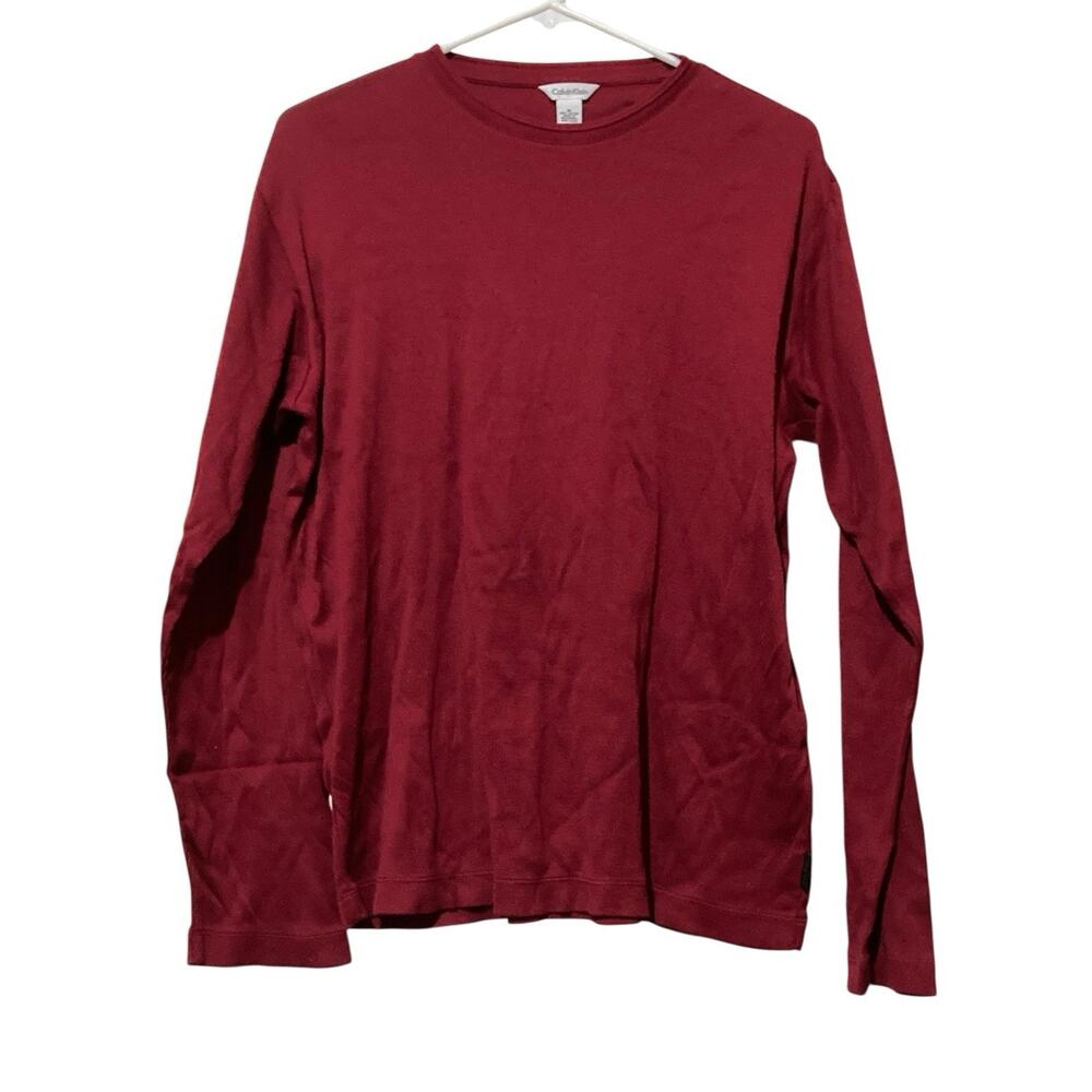 Calvin Klein Sweater Womens‎ Medium Red Crew Neck Long Sleeve Pullover